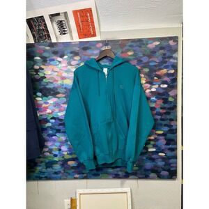 Vintage USA Olympics Full Zip Hoodie Teal Green Made in USA Mens XL Sweatshirt